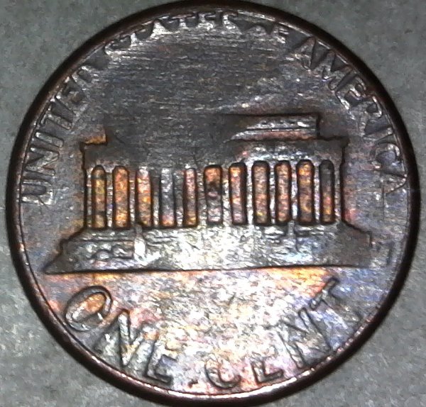 1982-P-Lincoln-Cent-Struck-Through-Thick-Grease-Both-Sides!-Weights-2.5-G